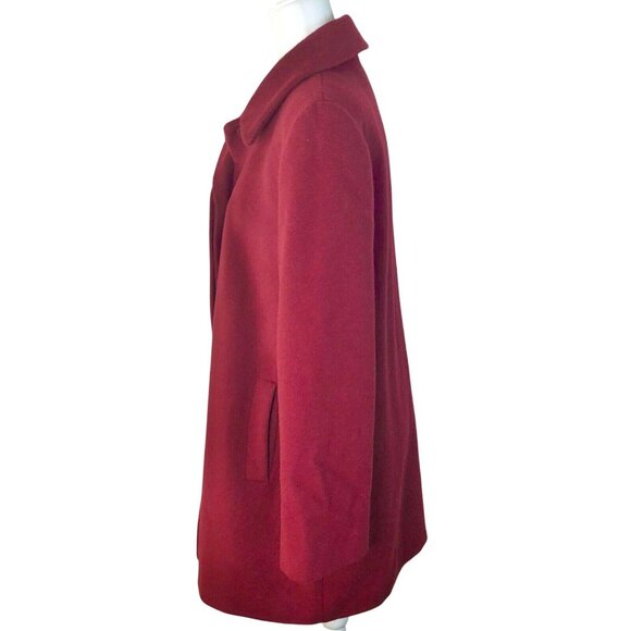 Vintage Red Wool Blend Button Front Coat Side Pockets Classic Collar Womens 12 - Picture 5 of 9